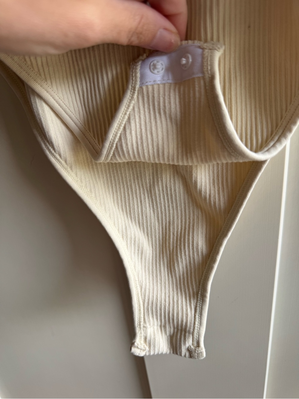 Cream Ribbed Tank Bodysuit - Picture 4 of 4